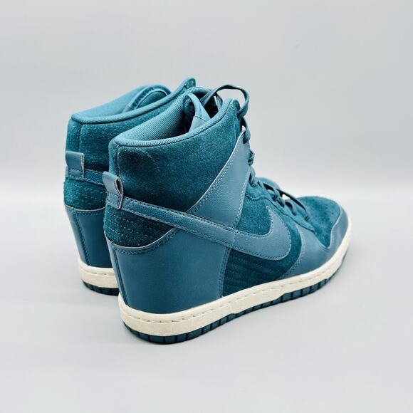 Nike Shoes Womens 9 Blue Suede Leather Dunk Sky Hi Hidden Wedge High Top Sneaker - Picture 7 of 10